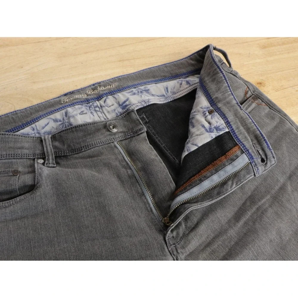 Mens Tommy Bahama Jeans Gray Size 38x30 Indigo Palms Cotton Viscose Stretch